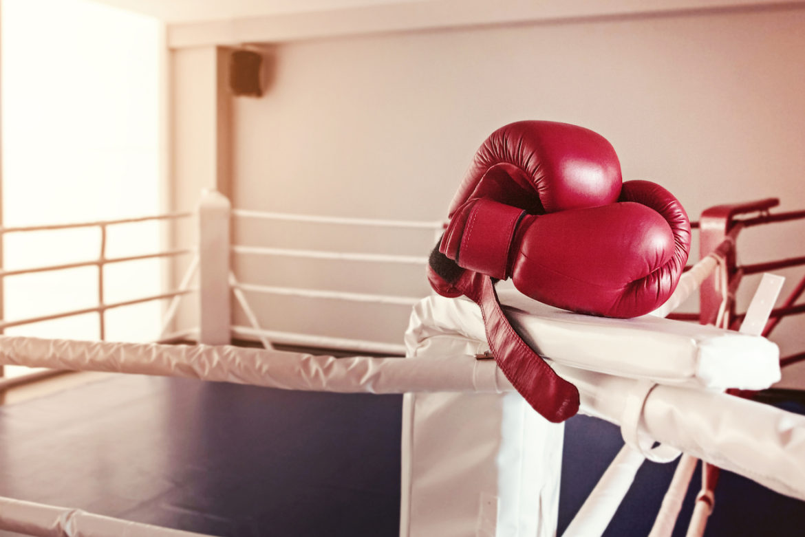 ring of vulnerability where a pair of red boxing gloves only remain